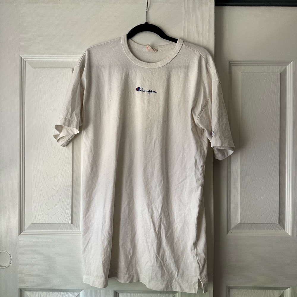 Champion White Short-Sleeve with Embroidered Logo Tee